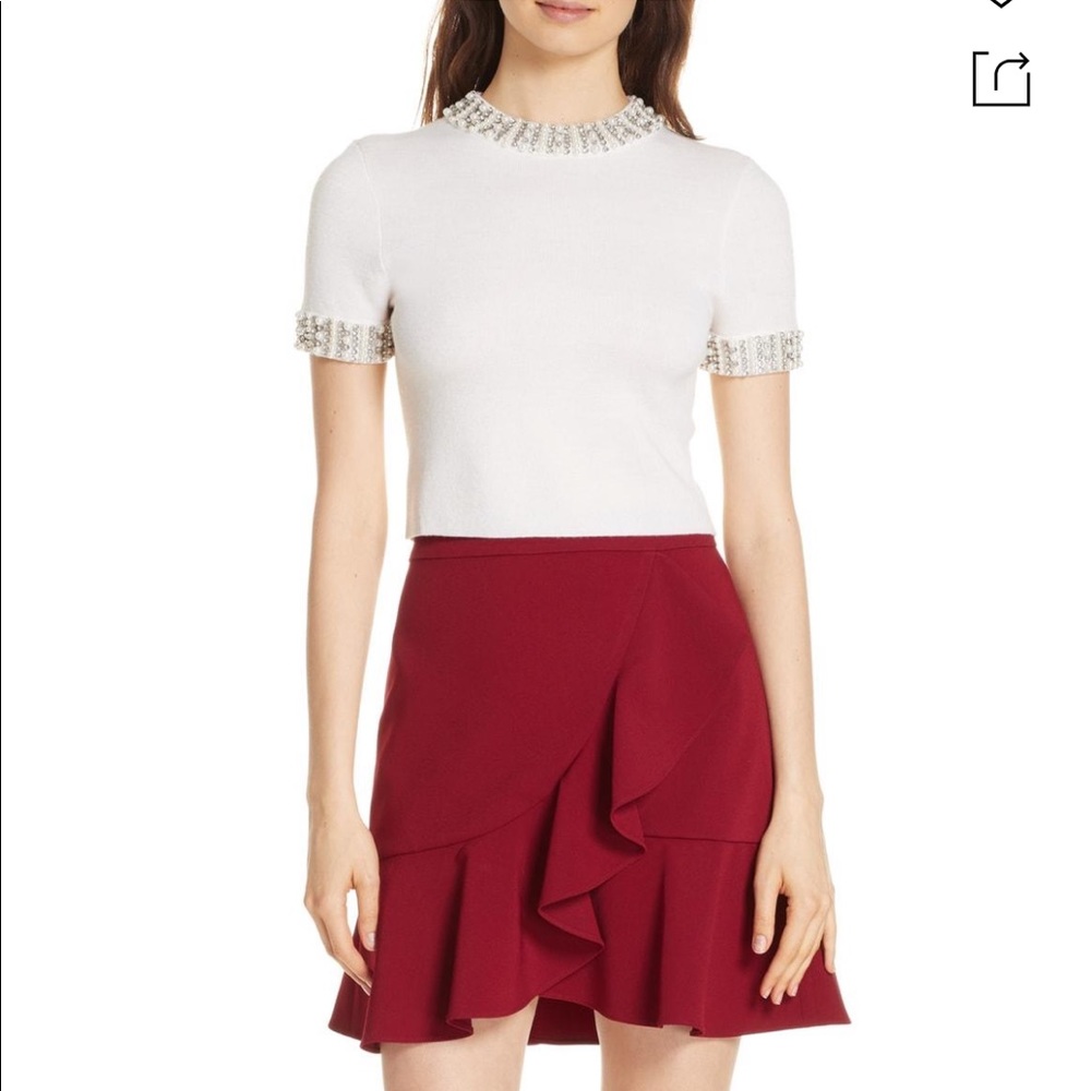 Alice + Olivia Ciara Mock Neck Embellished Crop - Picture 3 of 10